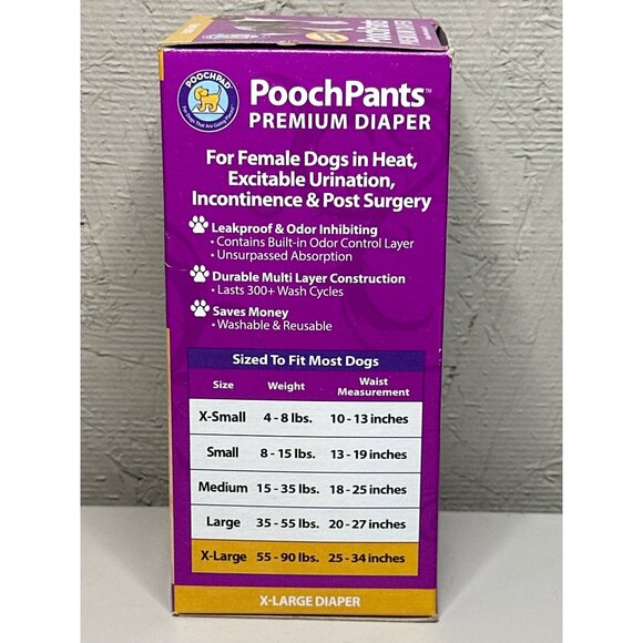 PoochPants XL Premium Washable Leakproof Dog Diaper For Heat & Excitable Urinati - Picture 2 of 5